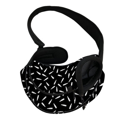 White And Black Gun Bullet Pattern Print Pet Sling Carrier