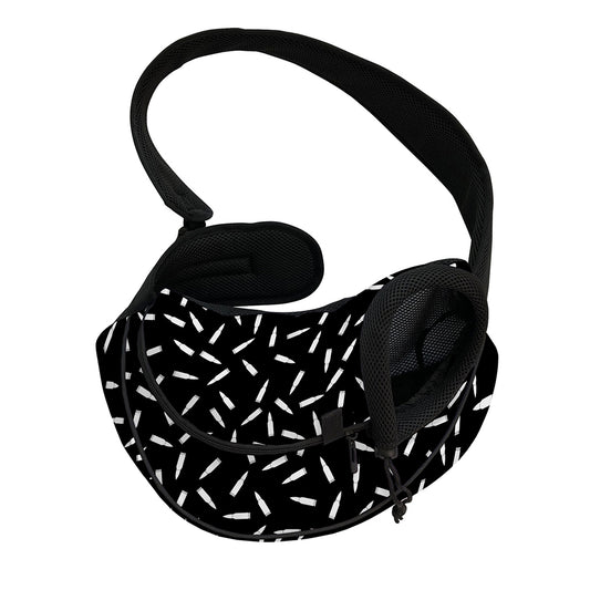 White And Black Gun Bullet Pattern Print Pet Sling Carrier