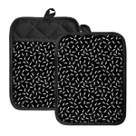 White And Black Gun Bullet Pattern Print Pot Holders With Pocket