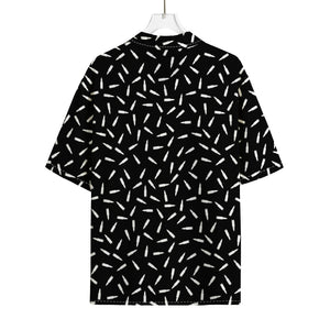 White And Black Gun Bullet Pattern Print Rayon Hawaiian Shirt