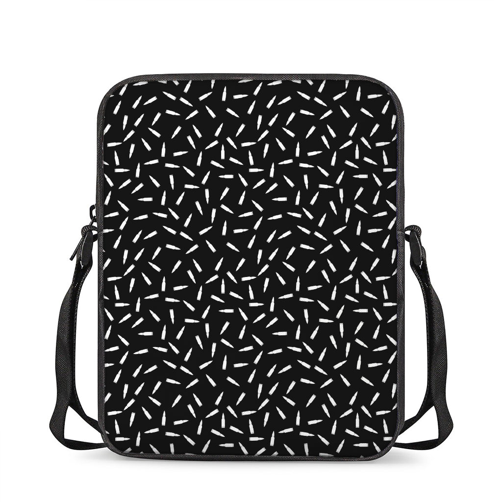 White And Black Gun Bullet Pattern Print Rectangular Crossbody Bag