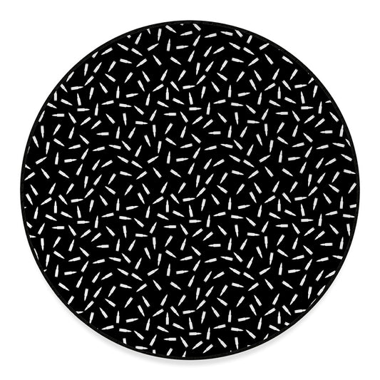 White And Black Gun Bullet Pattern Print Round Floor Mat