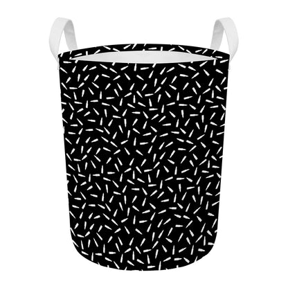 White And Black Gun Bullet Pattern Print Round Laundry Basket
