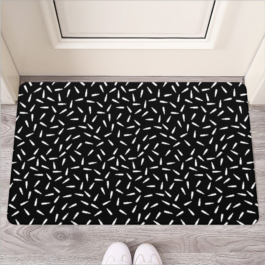 White And Black Gun Bullet Pattern Print Rubber Doormat