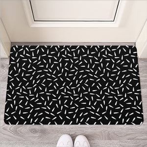 White And Black Gun Bullet Pattern Print Rubber Doormat