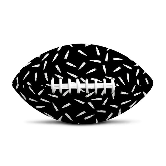 White And Black Gun Bullet Pattern Print Rugby Ball