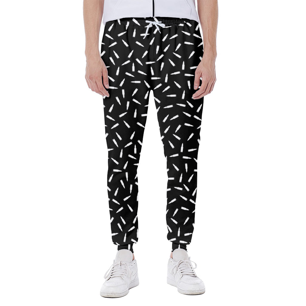 White And Black Gun Bullet Pattern Print Scuba Joggers