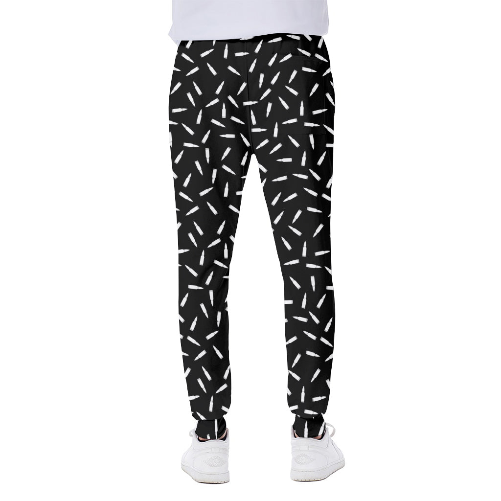 White And Black Gun Bullet Pattern Print Scuba Joggers