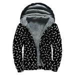 White And Black Gun Bullet Pattern Print Sherpa Lined Zip Up Hoodie