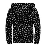 White And Black Gun Bullet Pattern Print Sherpa Lined Zip Up Hoodie