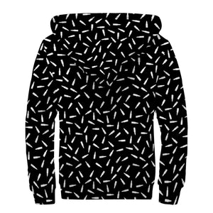 White And Black Gun Bullet Pattern Print Sherpa Lined Zip Up Hoodie