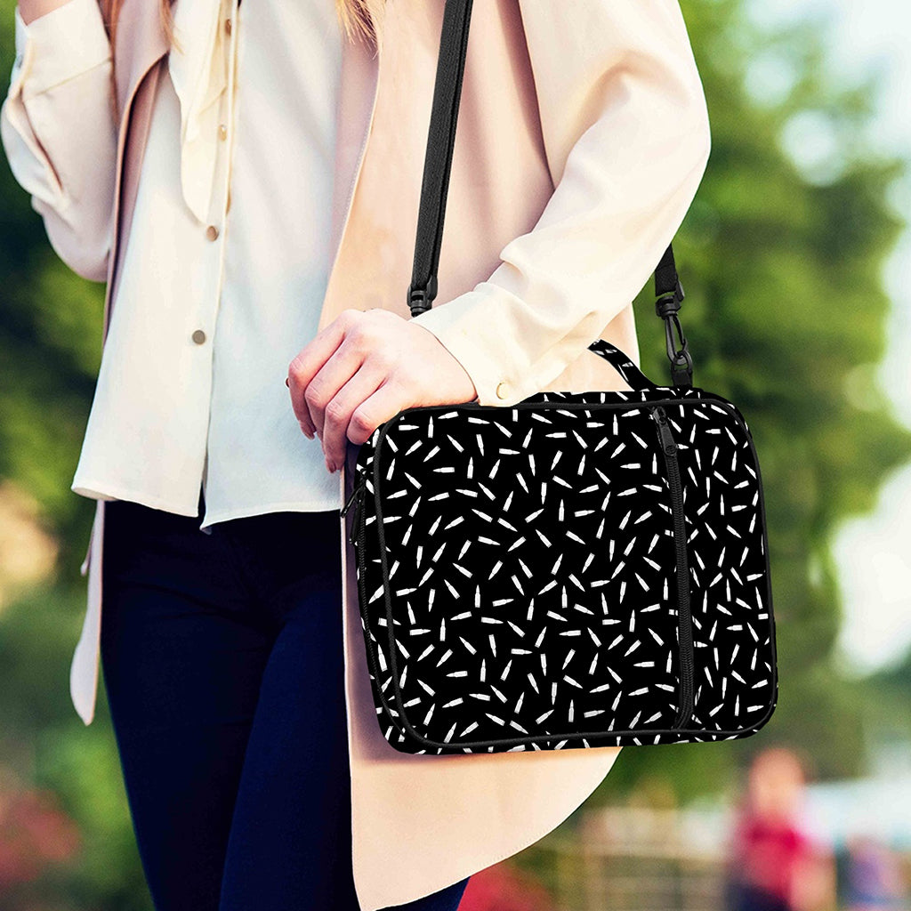 White And Black Gun Bullet Pattern Print Shoulder Strap Bible Bag