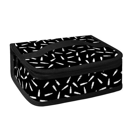 White And Black Gun Bullet Pattern Print Small Lunch Bag