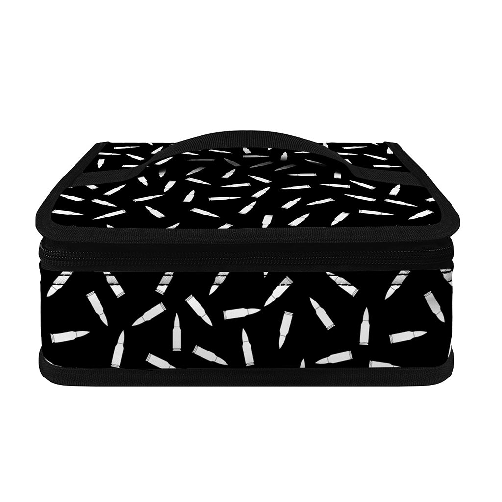 White And Black Gun Bullet Pattern Print Small Lunch Bag