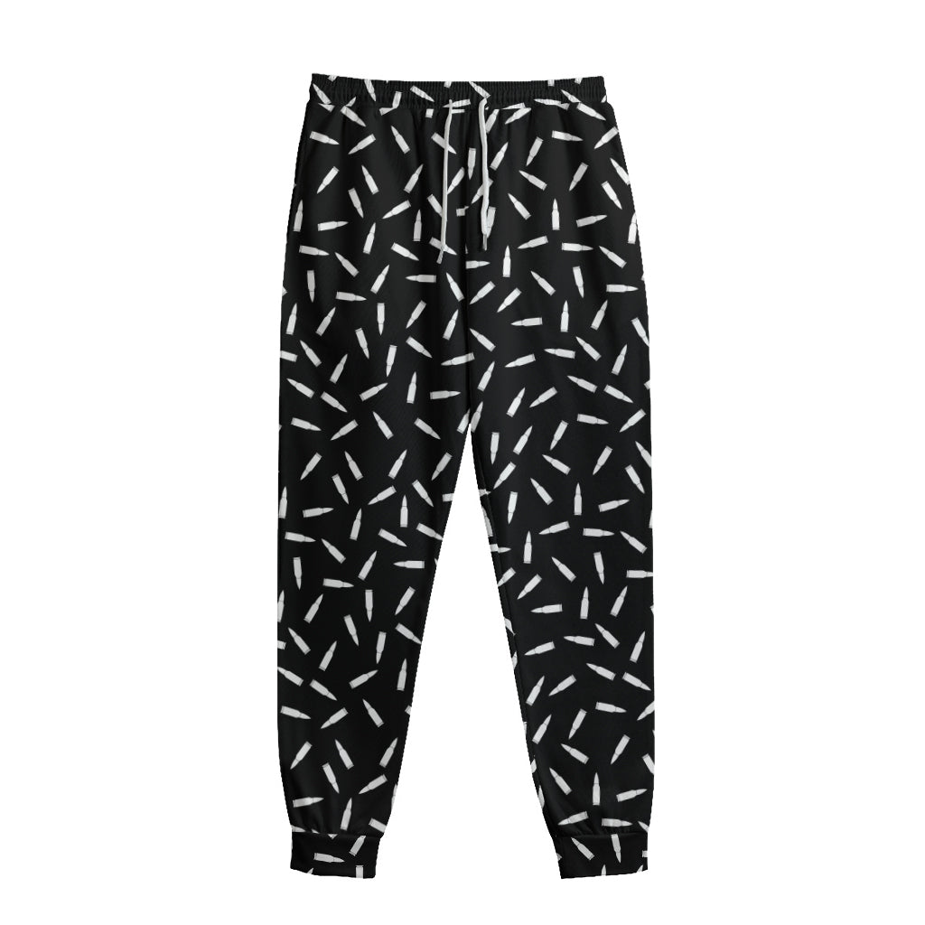 White And Black Gun Bullet Pattern Print Sweatpants