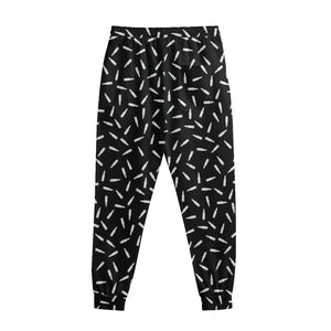 White And Black Gun Bullet Pattern Print Sweatpants