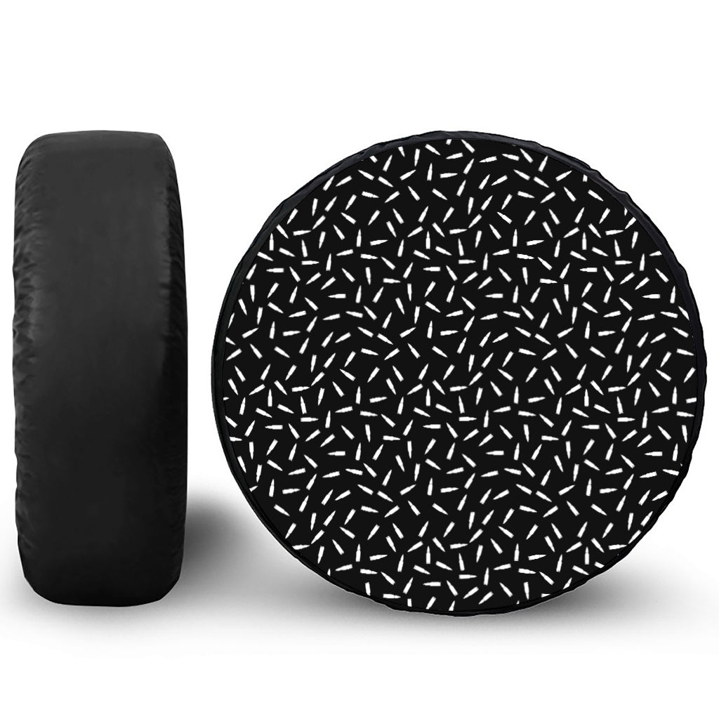 White And Black Gun Bullet Pattern Print Tire Cover