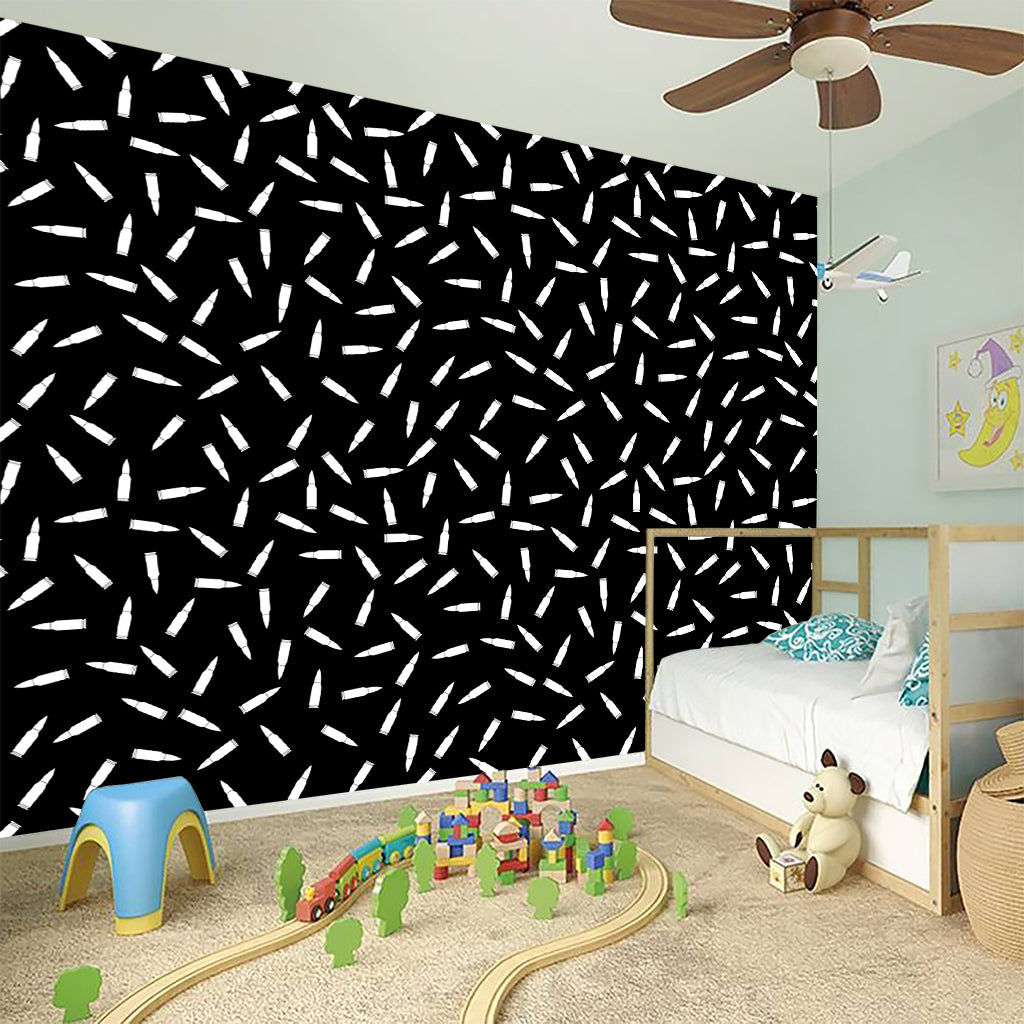 White And Black Gun Bullet Pattern Print Wall Sticker