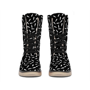 White And Black Gun Bullet Pattern Print Winter Boots