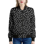 White And Black Gun Bullet Pattern Print Women's Bomber Jacket