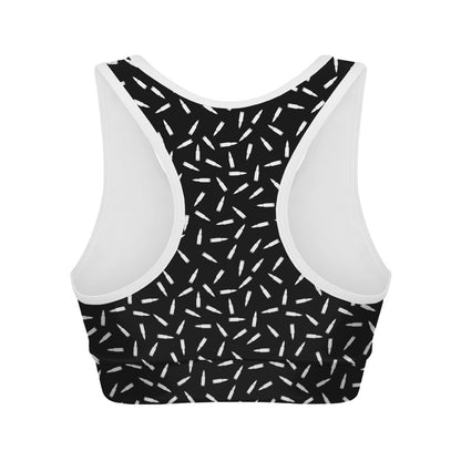 White And Black Gun Bullet Pattern Print Women's Sports Bra