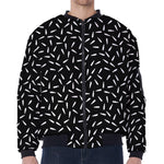 White And Black Gun Bullet Pattern Print Zip Sleeve Bomber Jacket
