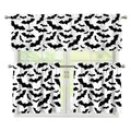 White And Black Halloween Bat Print 3 Piece Kitchen Curtains