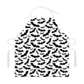White And Black Halloween Bat Print Adjustable Apron