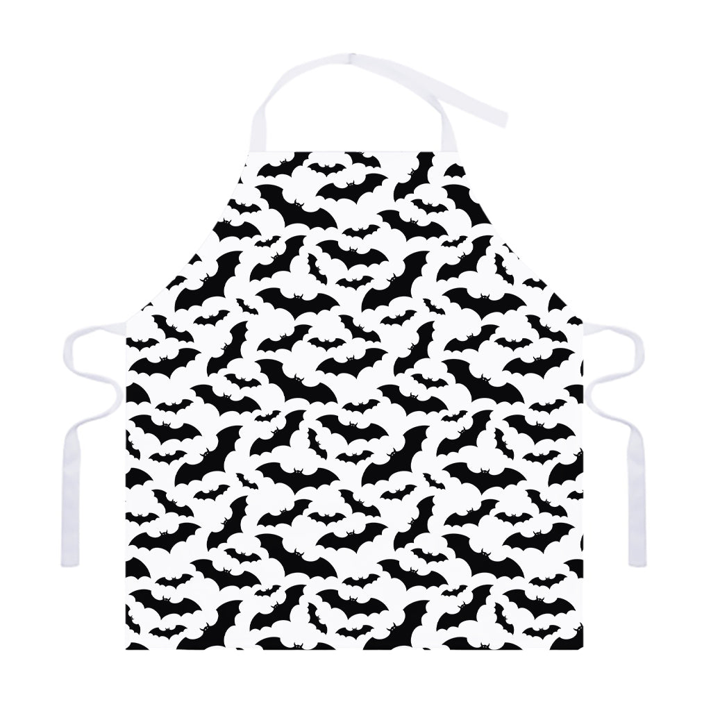 White And Black Halloween Bat Print Adjustable Apron