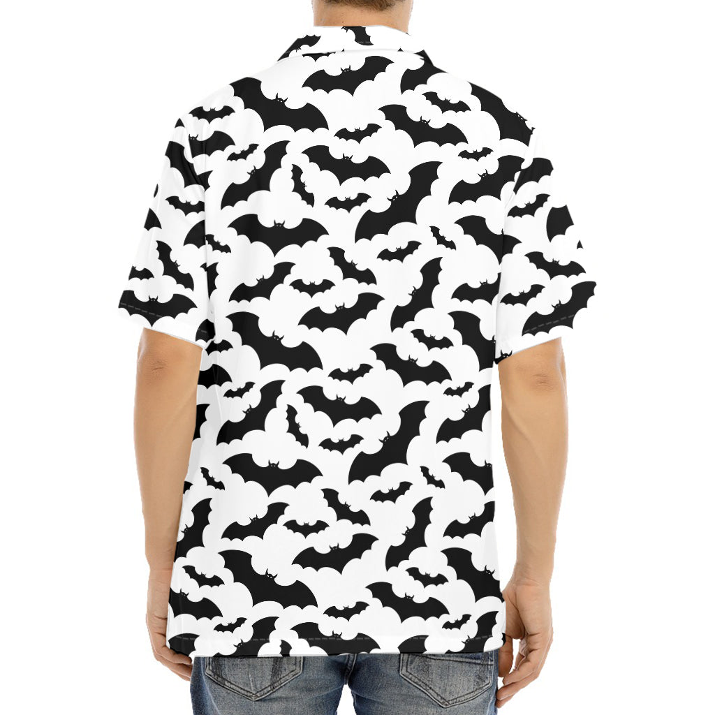 White And Black Halloween Bat Print Aloha Shirt