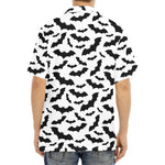 White And Black Halloween Bat Print Aloha Shirt