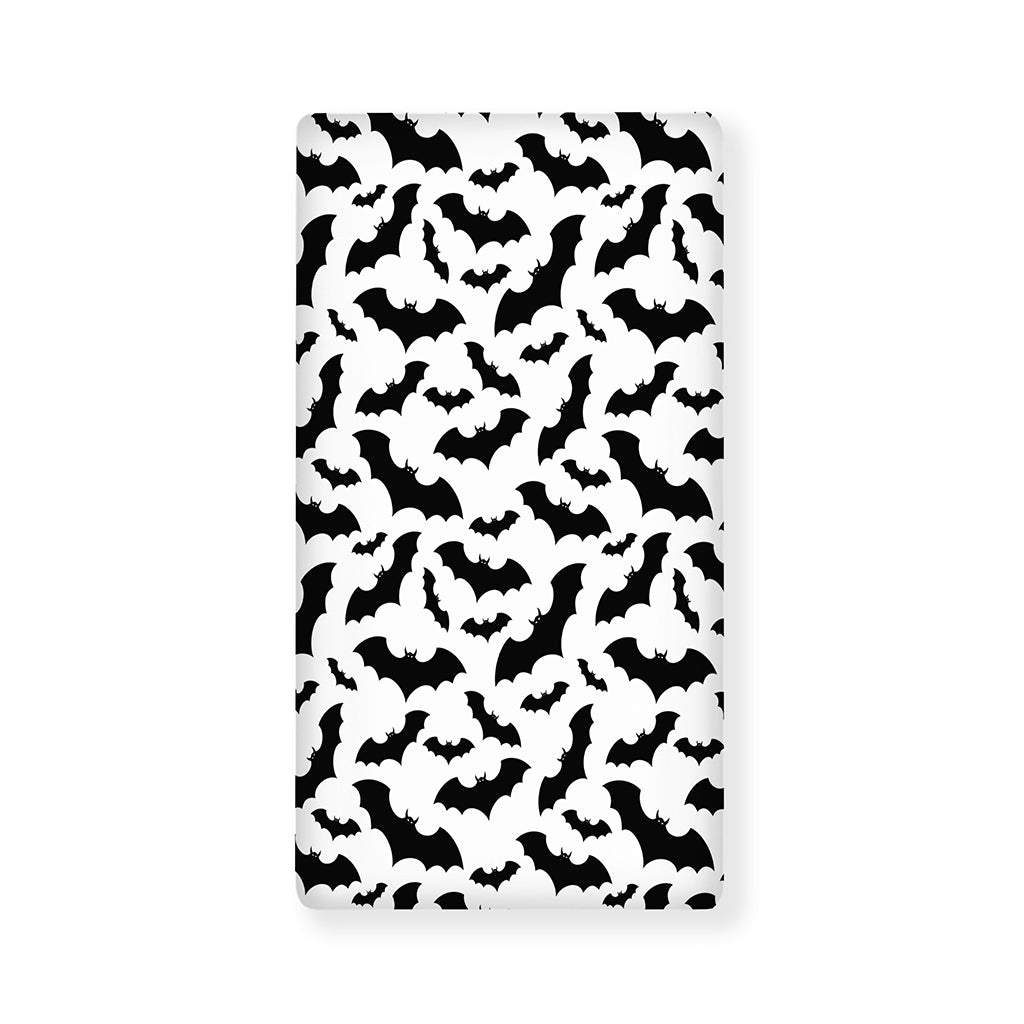 White And Black Halloween Bat Print Baby Crib Sheet