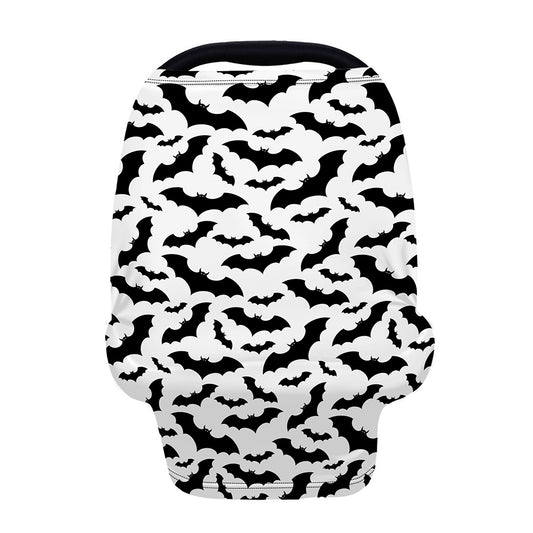 White And Black Halloween Bat Print Baby Seat Cover