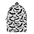 White And Black Halloween Bat Print School Backpack