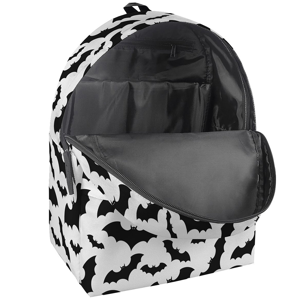 White And Black Halloween Bat Print Backpack