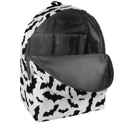 White And Black Halloween Bat Print Backpack
