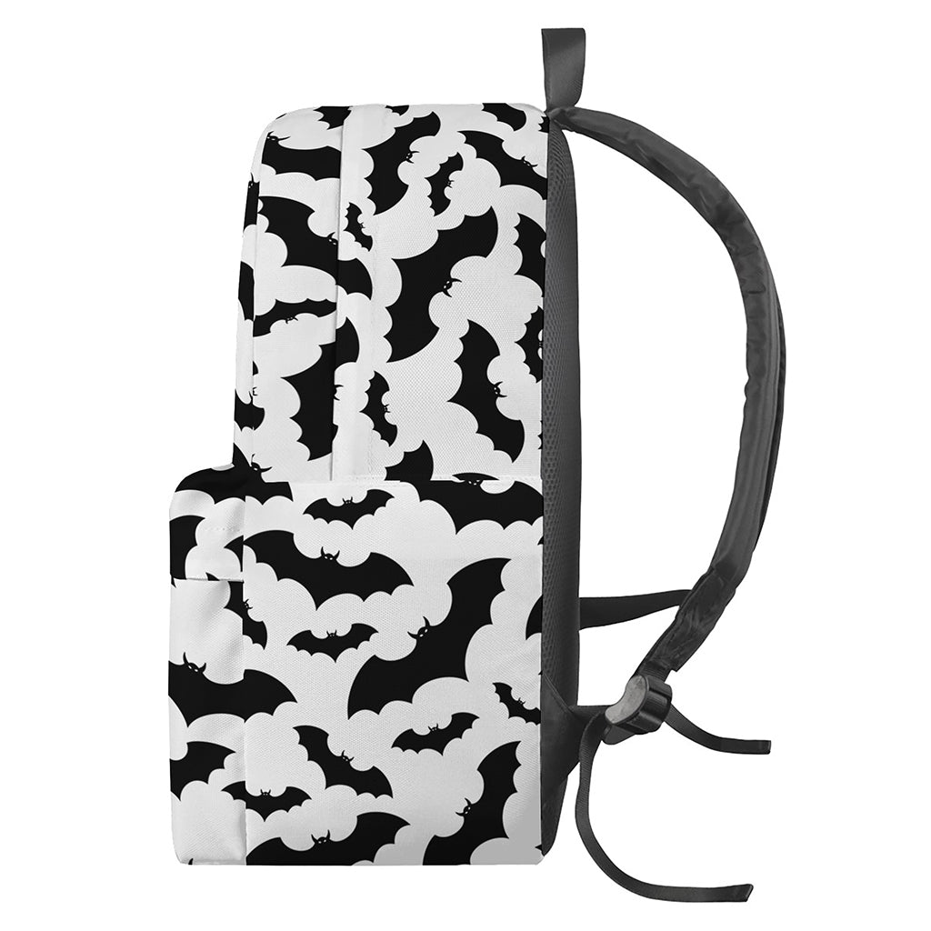White And Black Halloween Bat Print Backpack