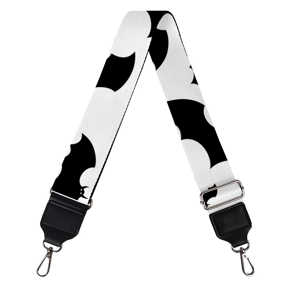 White And Black Halloween Bat Print Bag Strap