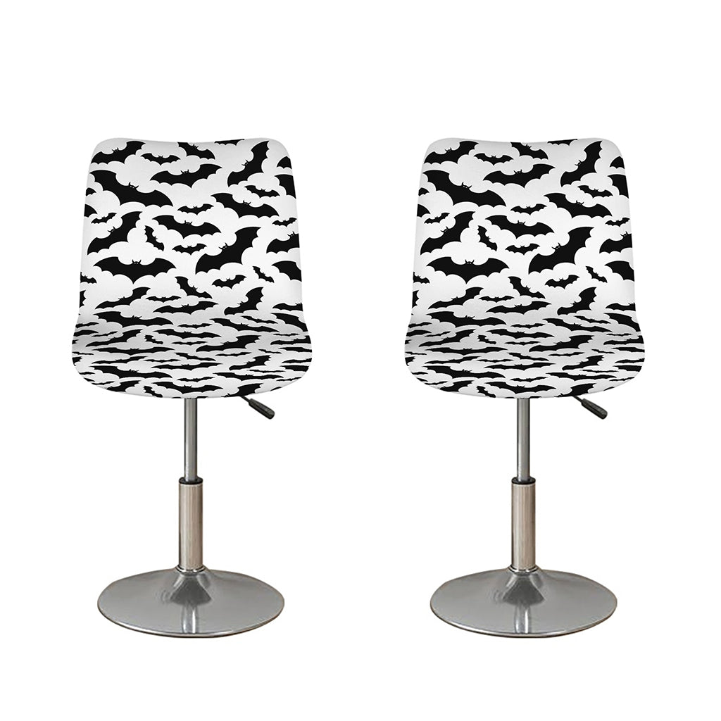White And Black Halloween Bat Print Bar Stool Covers