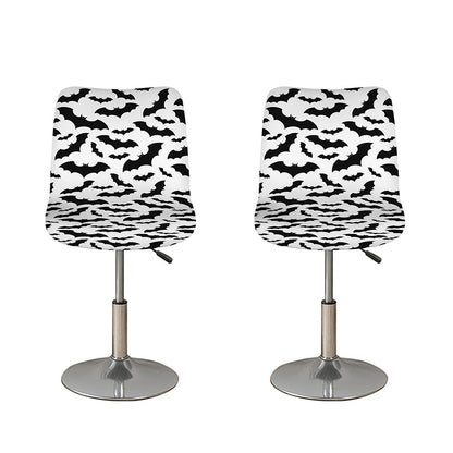 White And Black Halloween Bat Print Bar Stool Covers