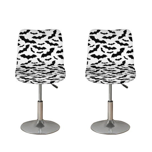 White And Black Halloween Bat Print Bar Stool Covers