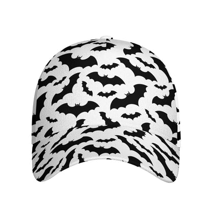 White And Black Halloween Bat Print Baseball Cap