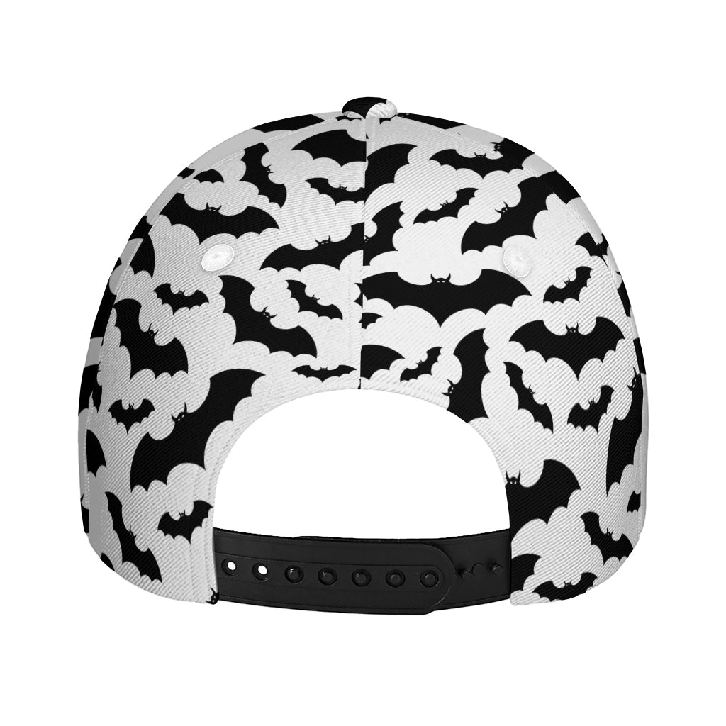 White And Black Halloween Bat Print Baseball Cap