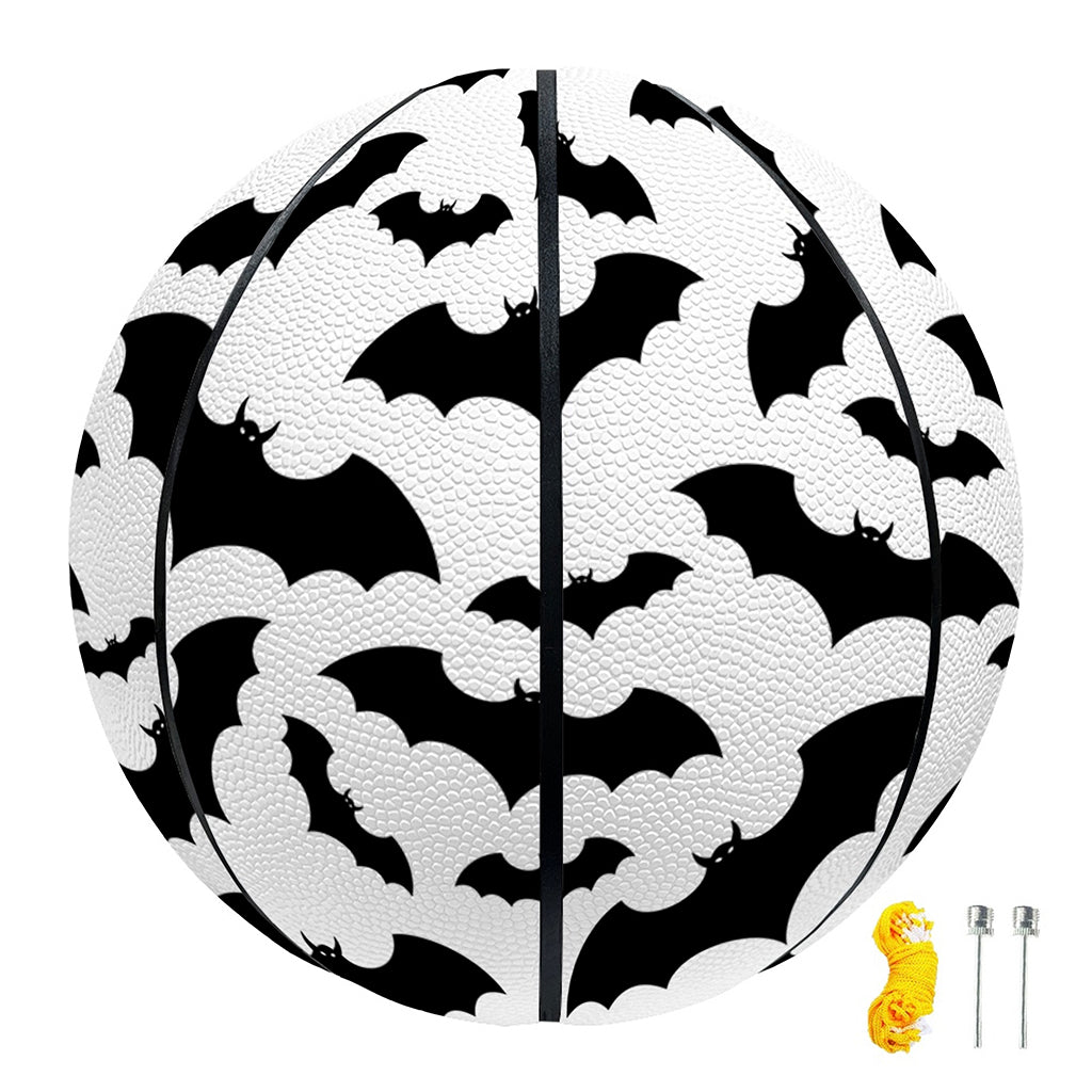 White And Black Halloween Bat Print Basketball