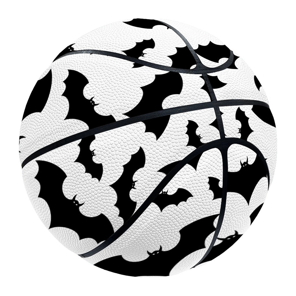 White And Black Halloween Bat Print Basketball