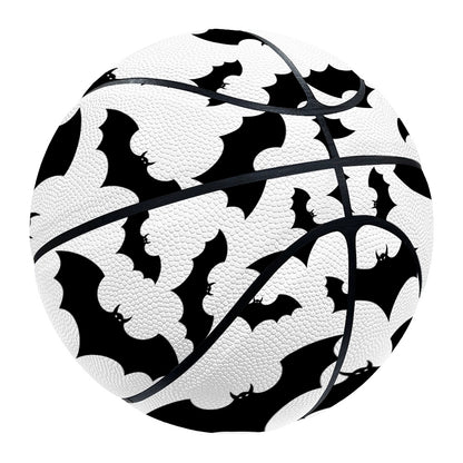 White And Black Halloween Bat Print Basketball
