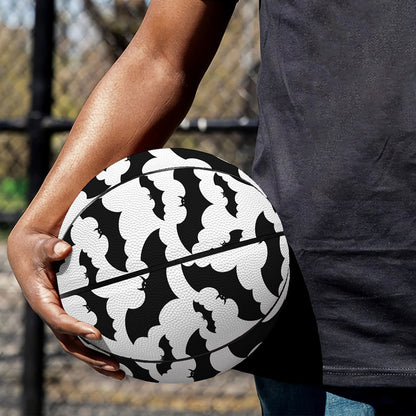 White And Black Halloween Bat Print Basketball