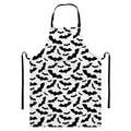 White And Black Halloween Bat Print Bib Apron With Pocket