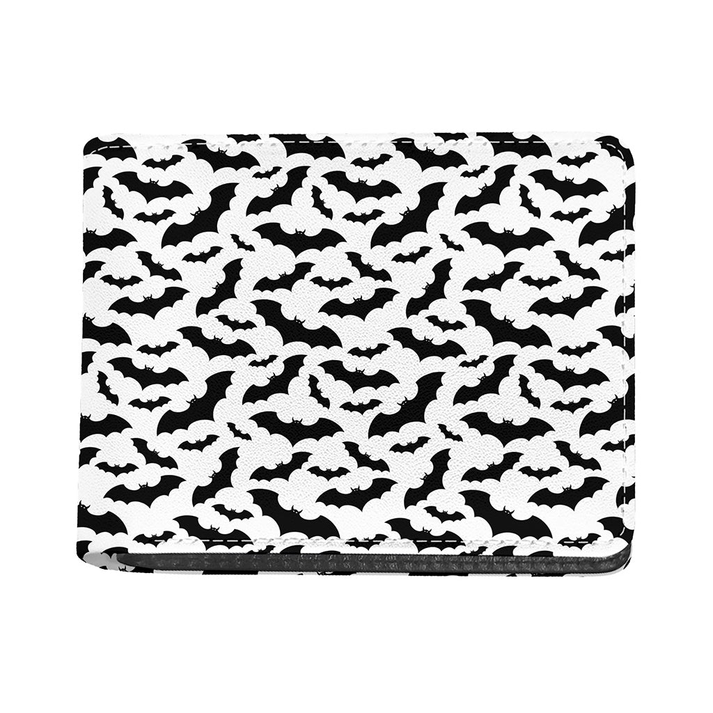White And Black Halloween Bat Print Bifold Wallet