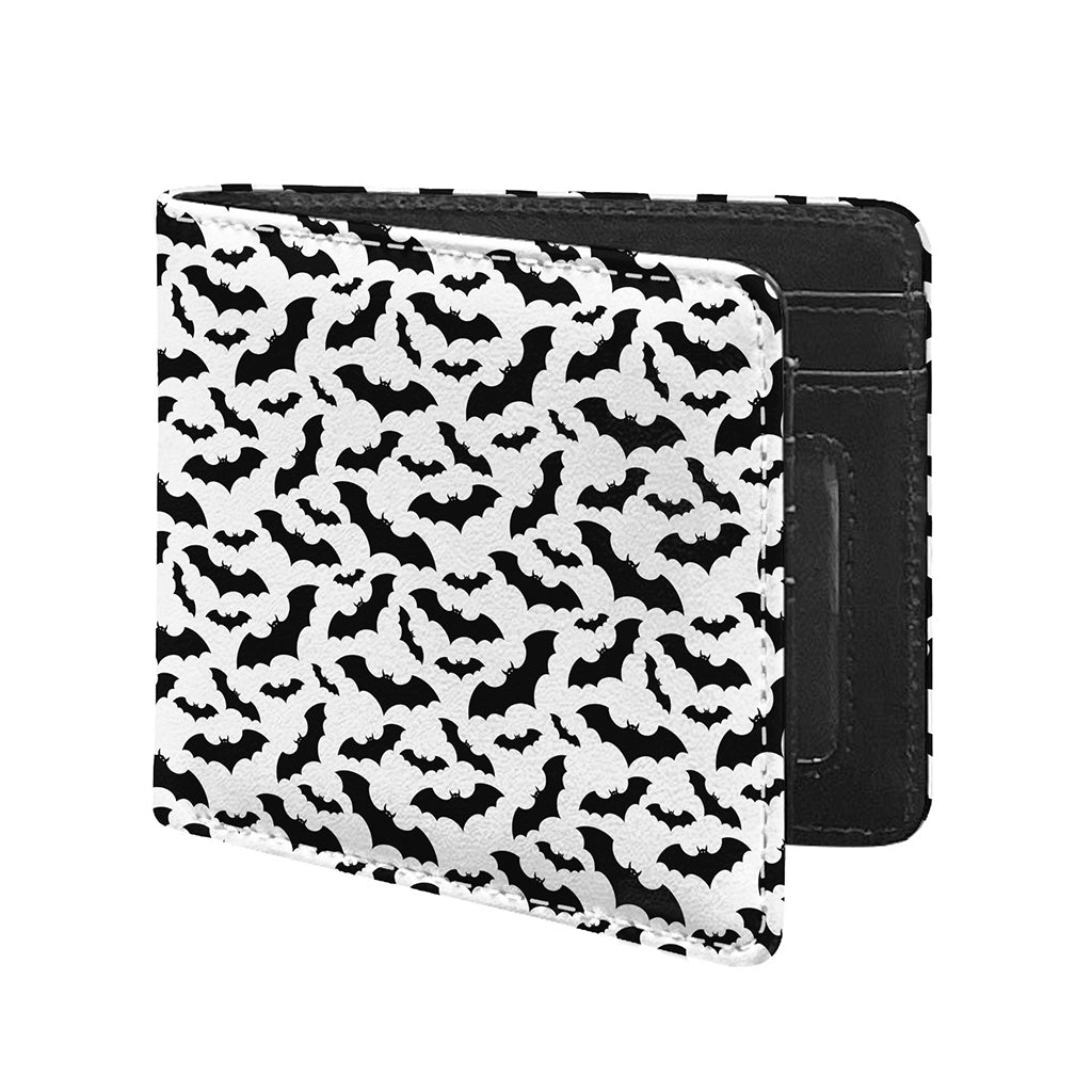 White And Black Halloween Bat Print Bifold Wallet